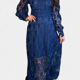Jovie Vestido Midi Encaje Bordado Cuello Alto Privée