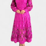 Jovie Vestido Midi Encaje Bordado Cuello Alto Privée