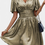 Adalee Vestido Seda Escote V Cintura Cruzada Exclusivo