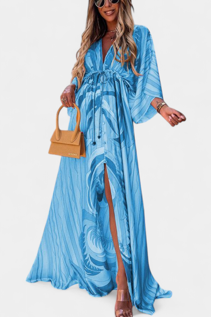 Joelle Vestido Maxi Arcoíris Manga Murciélago Privado