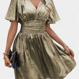 Adalee Vestido Seda Escote V Cintura Cruzada Exclusivo