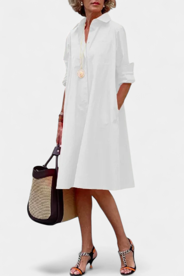 Larissa Vestido Algodón Seda Fría de Solapa Exclusivo