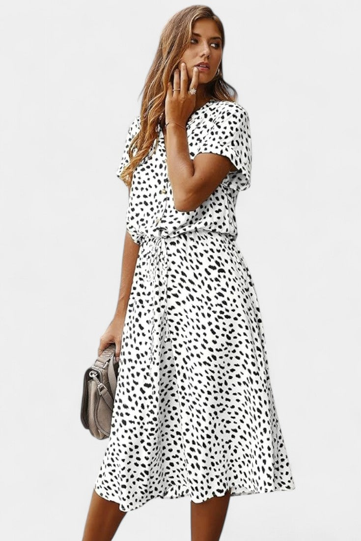 Rovena Vestido Midi Lunares Camisero Colección Exclusiva
