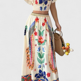 Itzel Conjunto Nido de Abeja Estampado Étnico Selecto