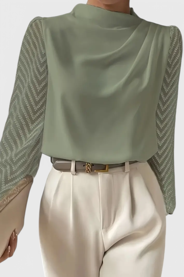 Zaraa Blusa Elegante Manga Transparente Seda Privilegio
