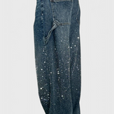 Dalia Jeans Pantalón Cargo Balloon Brillo Pedrería Elite