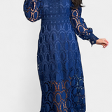 Jovie Vestido Midi Encaje Bordado Cuello Alto Privée