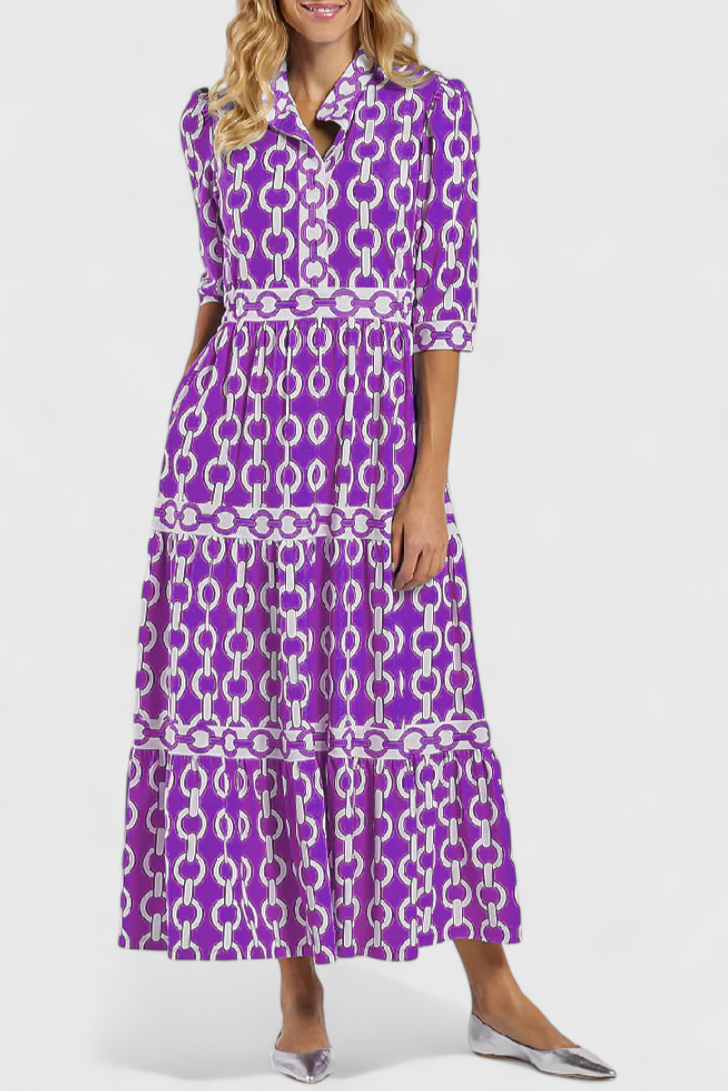Casilda Vestido Midi Estampado De Cadenas Exclusivo