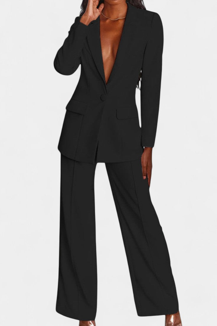 Marnie Conjunto a Medida Blazer y Pantalones de Pierna Ancha