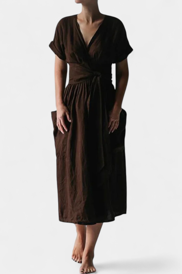 Cressida Vestido Algodón Escote V Cintura Ajustable Edición