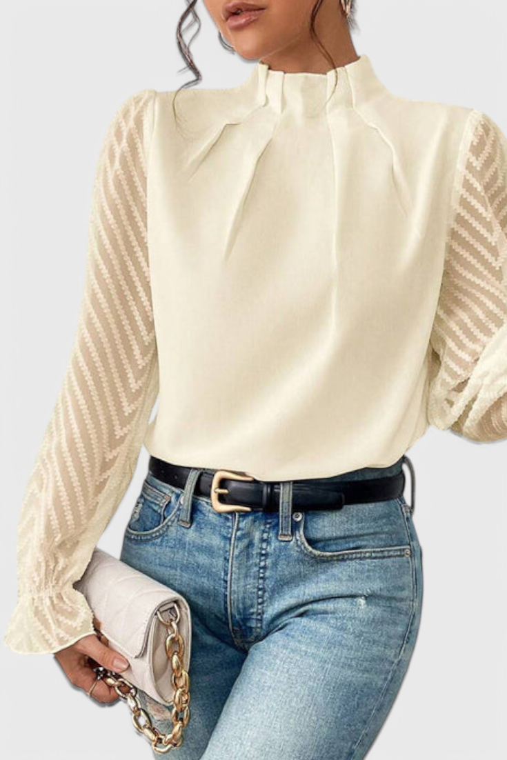 Helga Blusa Manga Larga Náutica Tejido Premium Exclusiva