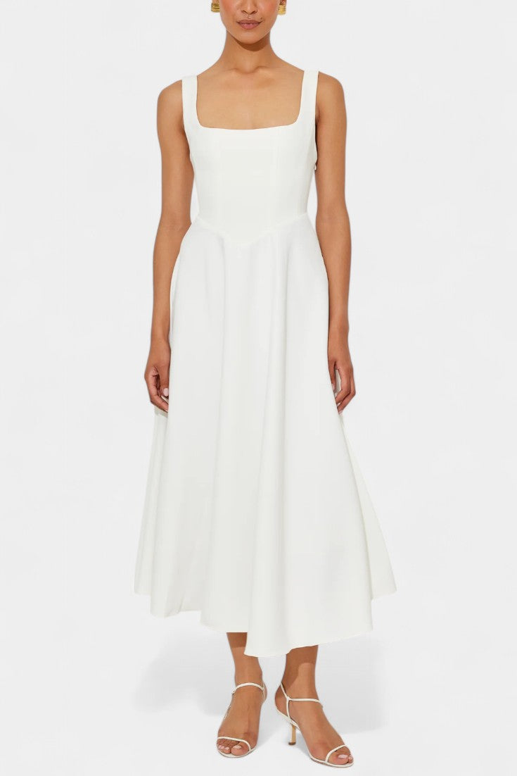 Mary Vestido Midi Aline Sin Mangas Colección Lujo Exclusiva