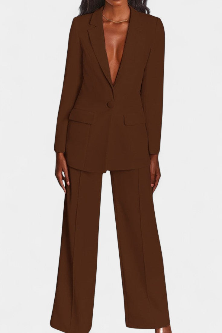 Marnie Conjunto a Medida Blazer y Pantalones de Pierna Ancha