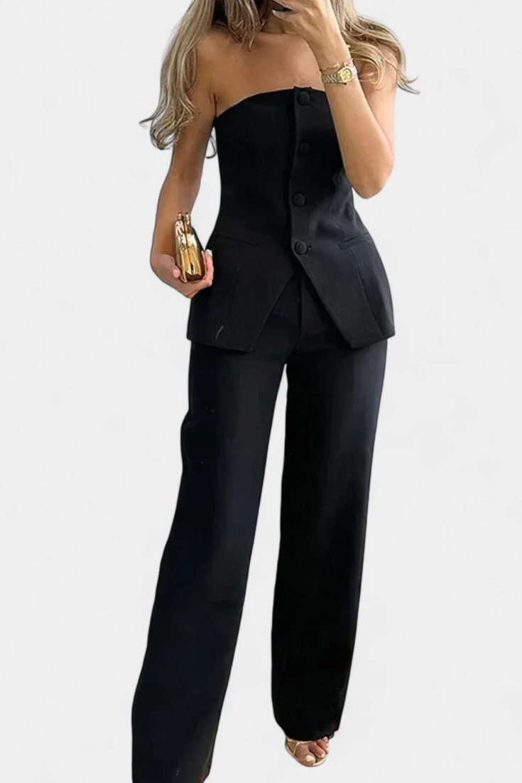 Ekaterina Conjunto Top Tubo Y Pantalón Minimalista Exclusiva