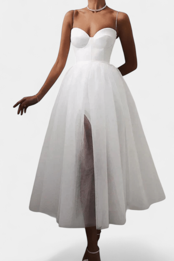 Widya Vestido Maxi De Tul Con Corsé Elegante Exclusivo