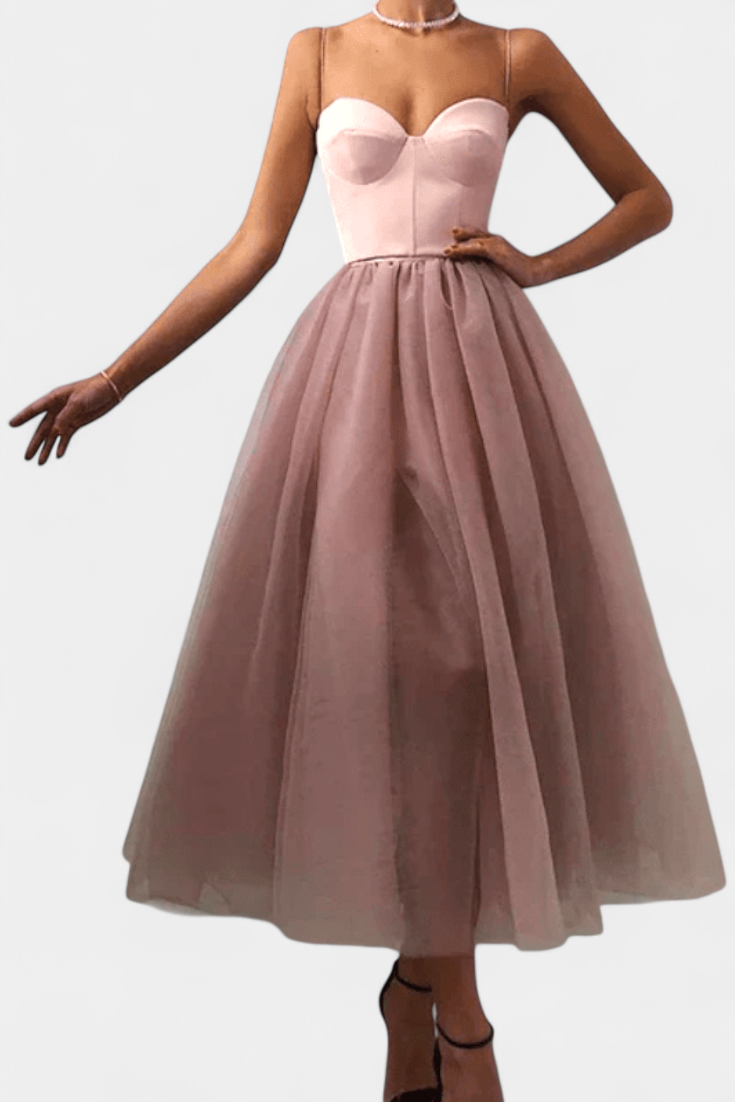 Widya Vestido Maxi De Tul Con Corsé Elegante Exclusivo
