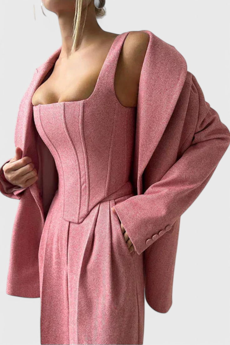 Evena Traje 3 Piezas Corsé Exclusivo Tejido Premium