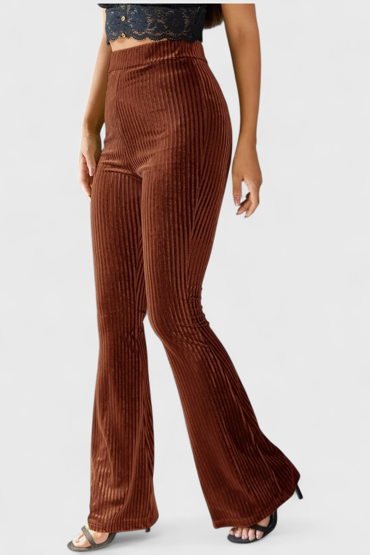 Luisa Pantalones Acampanados Pana Fina Tiro Alto Exclusivos