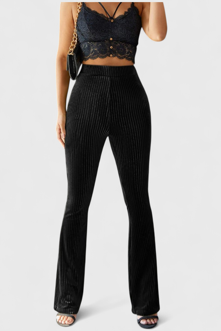 Luisa Pantalones Acampanados Pana Fina Tiro Alto Exclusivos