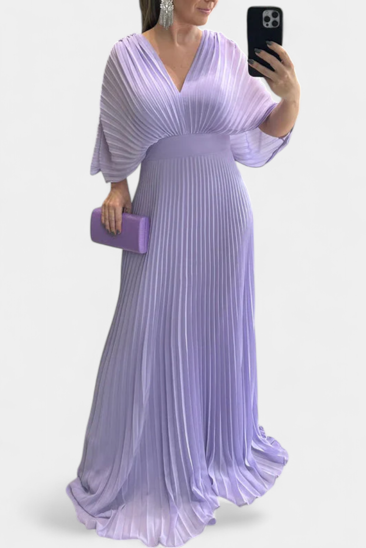 Odele Vestido Plisado Fluido con Espalda Abierta Elegante