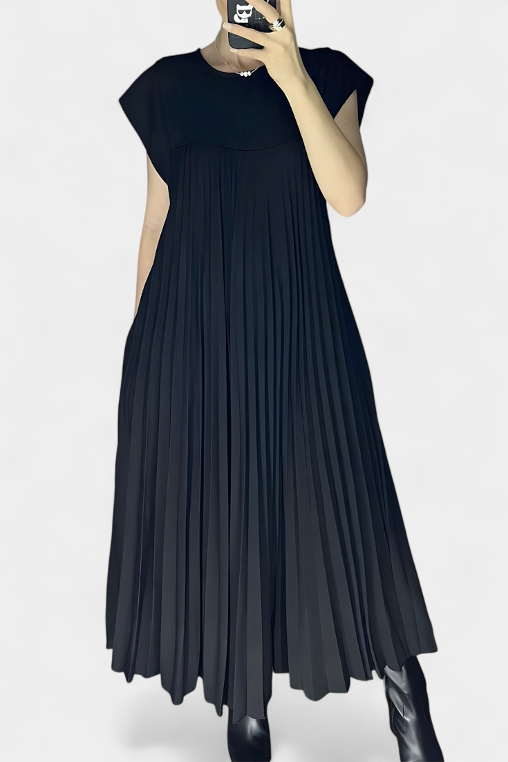 Manuela Vestido Pliegues Sin Mangas Cintura Alta Colección