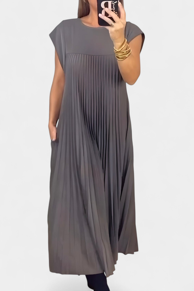Manuela Vestido Pliegues Sin Mangas Cintura Alta Colección