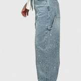 Dalia Jeans Pantalón Cargo Balloon Brillo Pedrería Elite