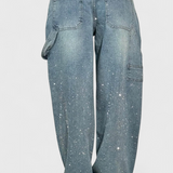 Dalia Jeans Pantalón Cargo Balloon Brillo Pedrería Elite