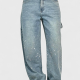 Dalia Jeans Pantalón Cargo Balloon Brillo Pedrería Elite
