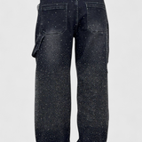 Dalia Jeans Pantalón Cargo Balloon Brillo Pedrería Elite