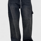 Dalia Jeans Pantalón Cargo Balloon Brillo Pedrería Elite