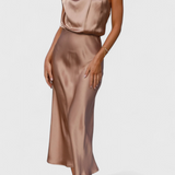 Rina Vestido Halter Drapeado Seda Colección Exclusiva