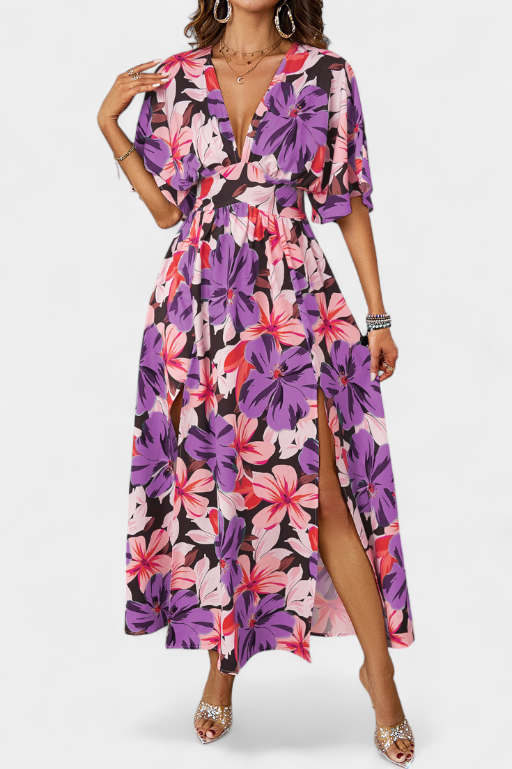 Julie Vestido Largo Colección Floral Cruzado Elite Premium