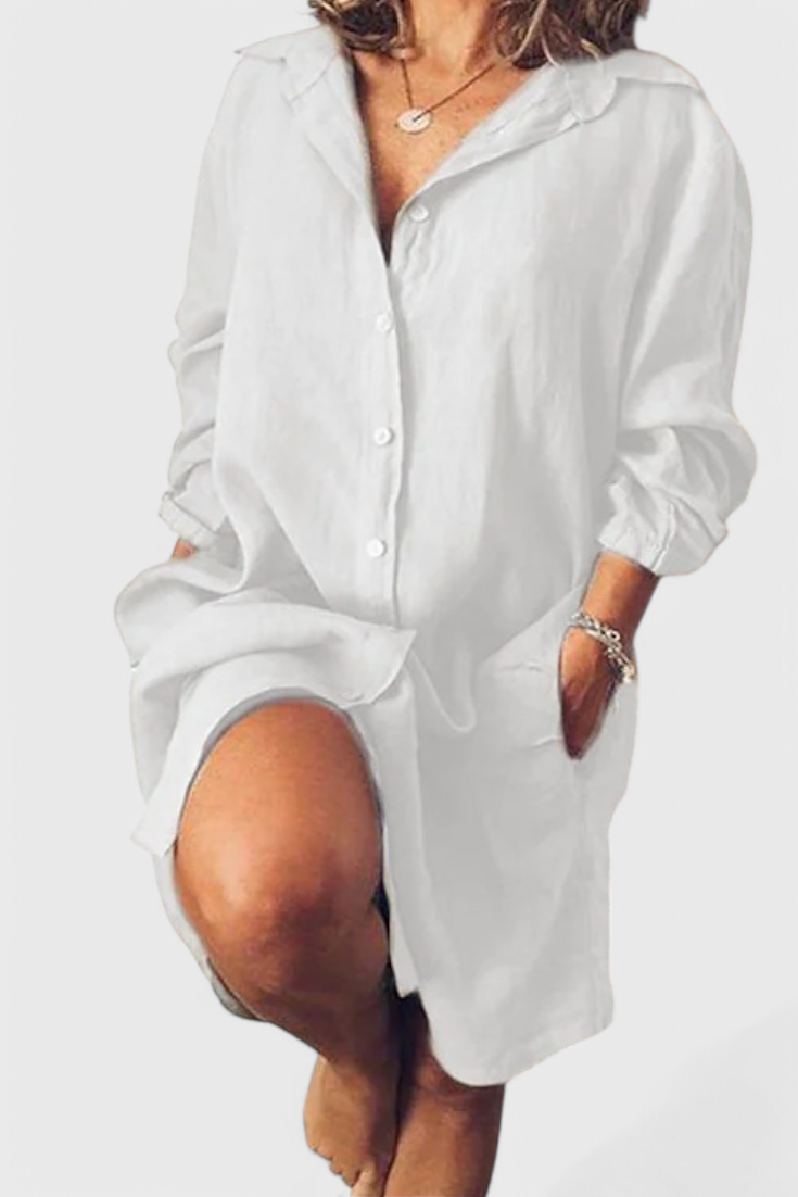 Marlene Vestido Camisa De Lino Longline Colección Exclusiva