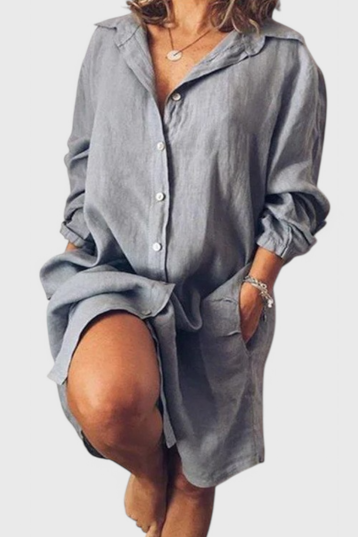 Marlene Vestido Camisa De Lino Longline Colección Exclusiva