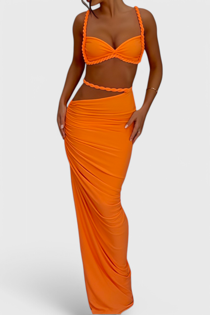 Estela Conjunto De Falda Chiffon Plisado Exclusiva
