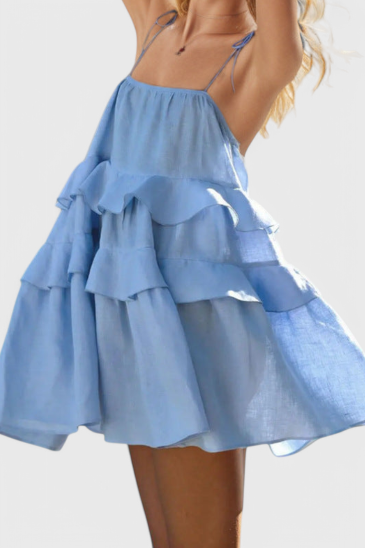 Vianey Vestido Mini Algodón Lino Silueta A Exclusiva