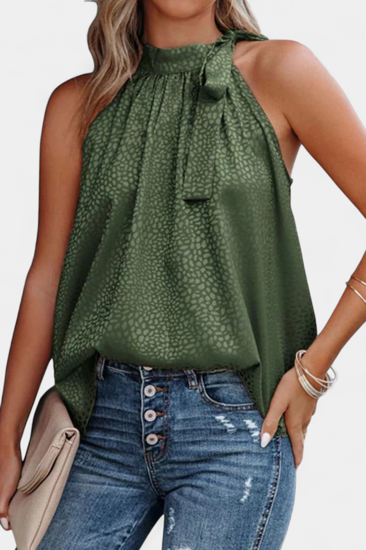 Adela Top Leopardo Cuello Alto Con Lazo Edición Limitada