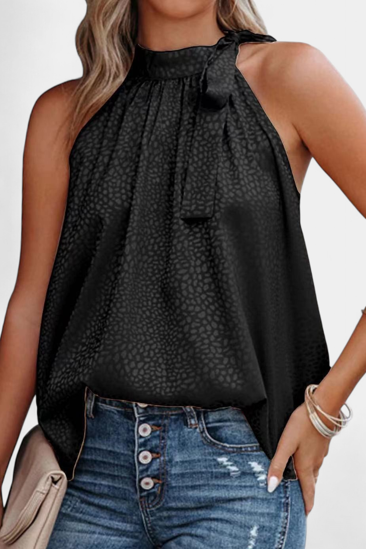 Adela Top Leopardo Cuello Alto Con Lazo Edición Limitada