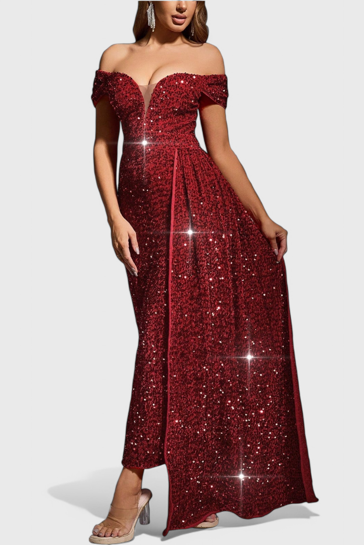 Esme Vestido de Lentejuelas con Hombros Descubiertos Éliane