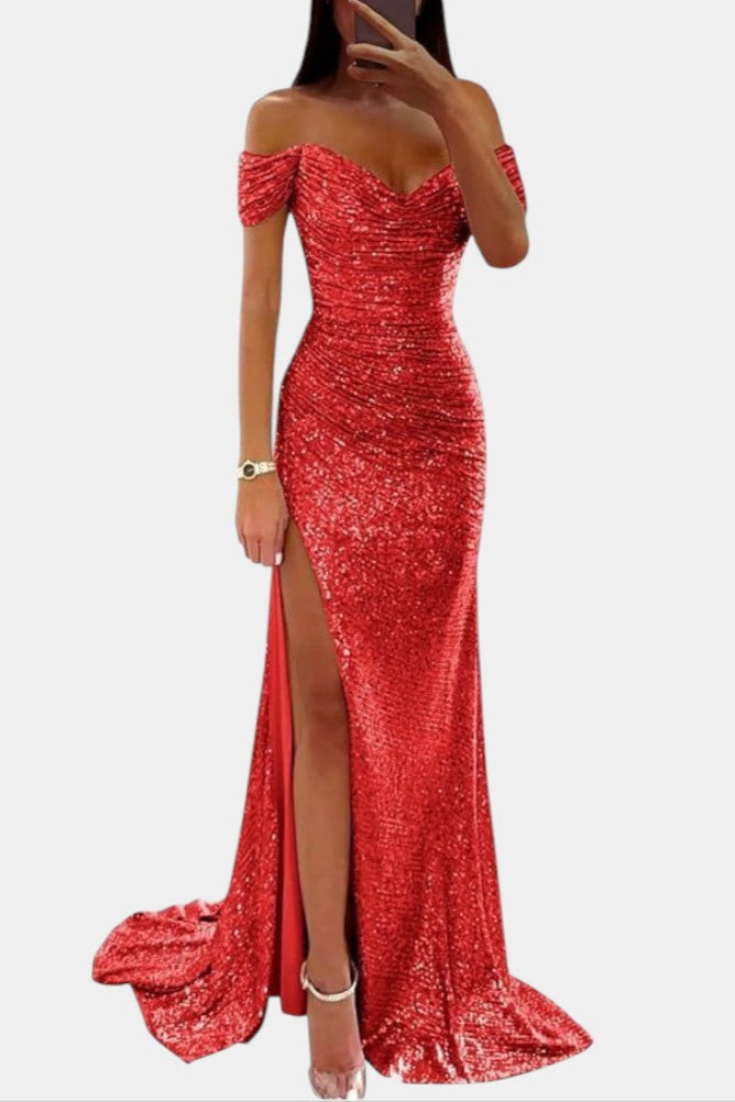 Molinas Vestido de Sirena Off Shoulder Lentejuelas Limitada