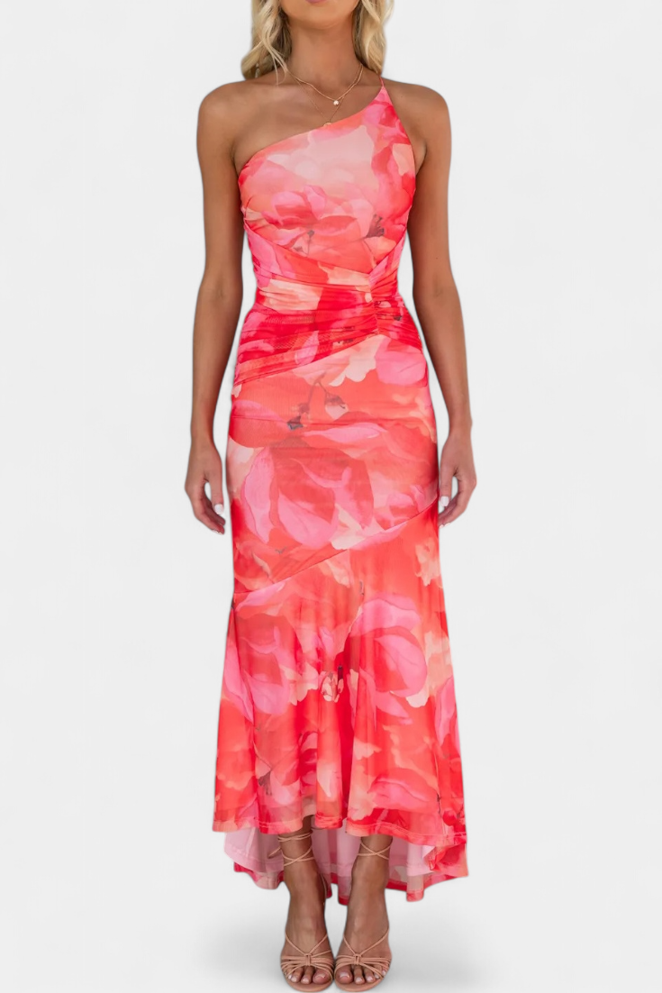 Abigail Vestido De Malla Floral Con Manga Única Selección