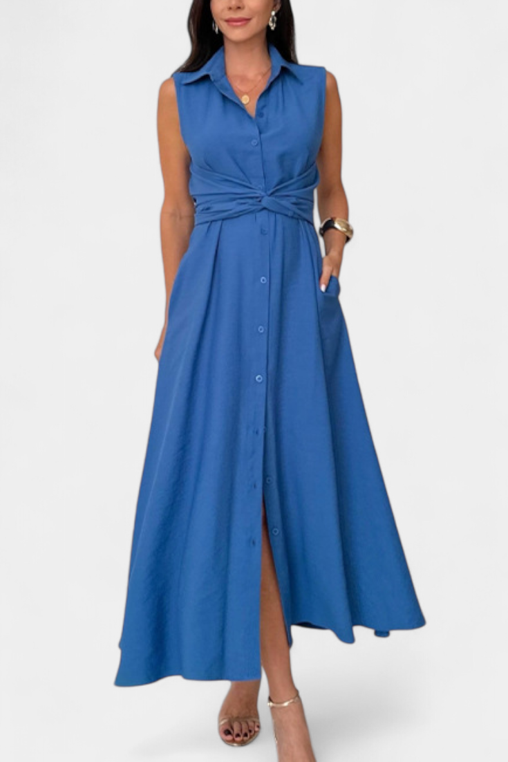 Meryl Vestido Camisero de Botones Lazo Ajustable Premium