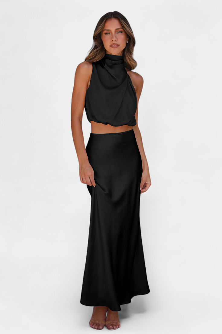 Hanna Colección Conjunto Drapeado Halter Sin Espalda Edición