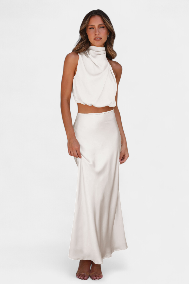 Hanna Colección Conjunto Drapeado Halter Sin Espalda Edición