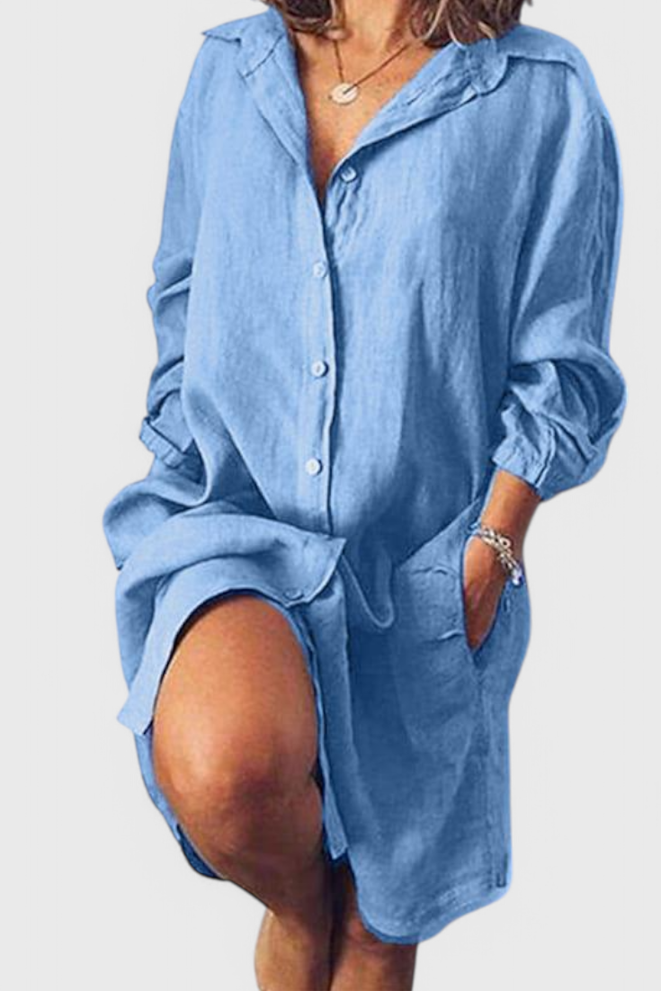 Marlene Vestido Camisa De Lino Longline Colección Exclusiva