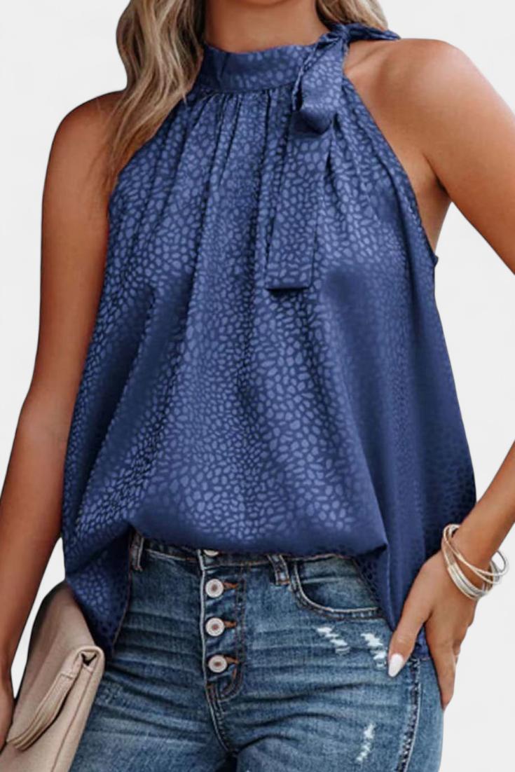 Adela Top Leopardo Cuello Alto Con Lazo Edición Limitada