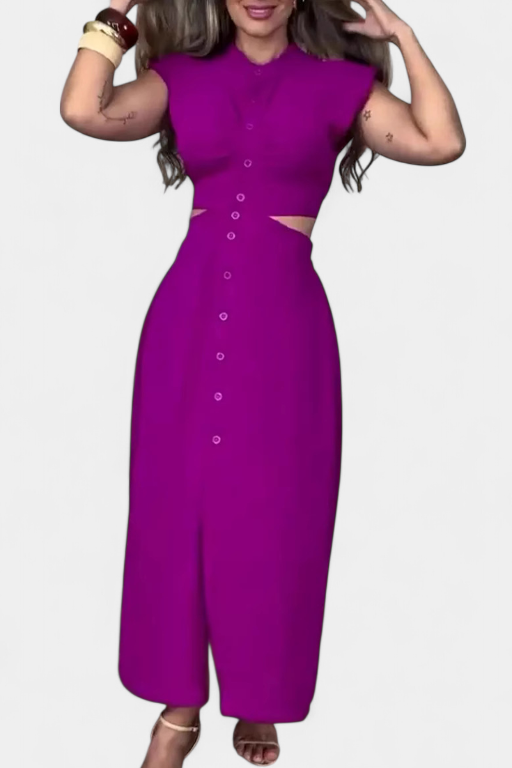 Griselda Vestido Midi Minimalista Cintura Abierta Exclusiva