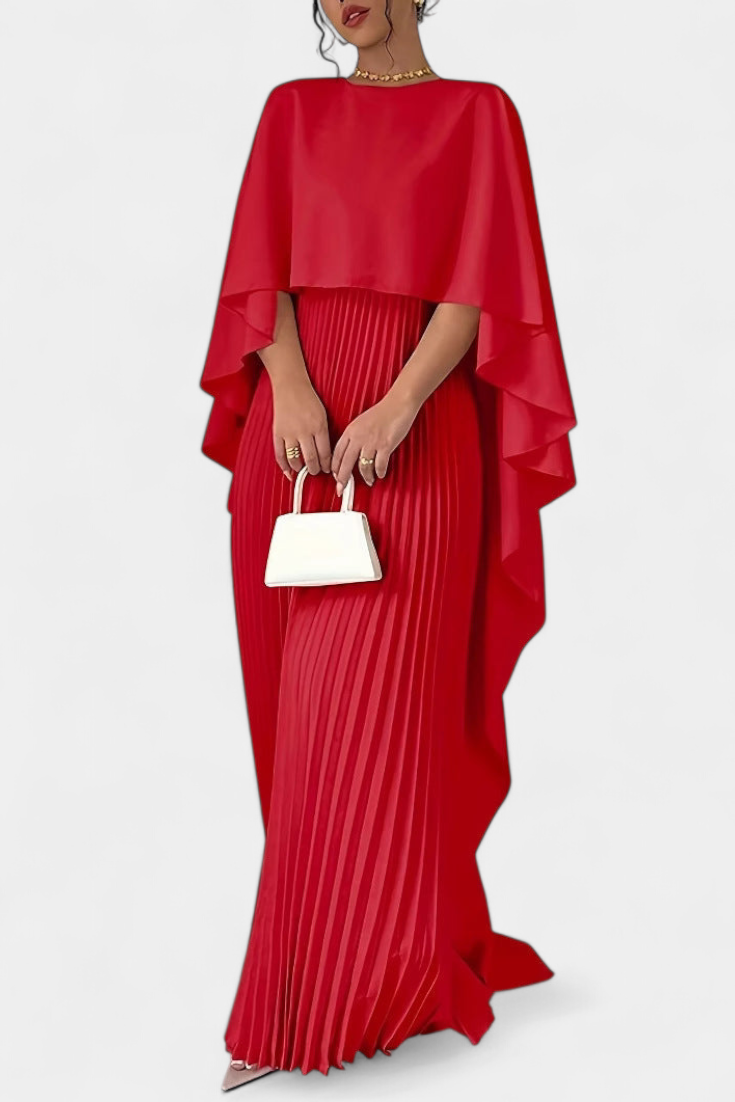 Jane Vestido Maxi Cuello Alto Volante Tela Aireada Exclusivo
