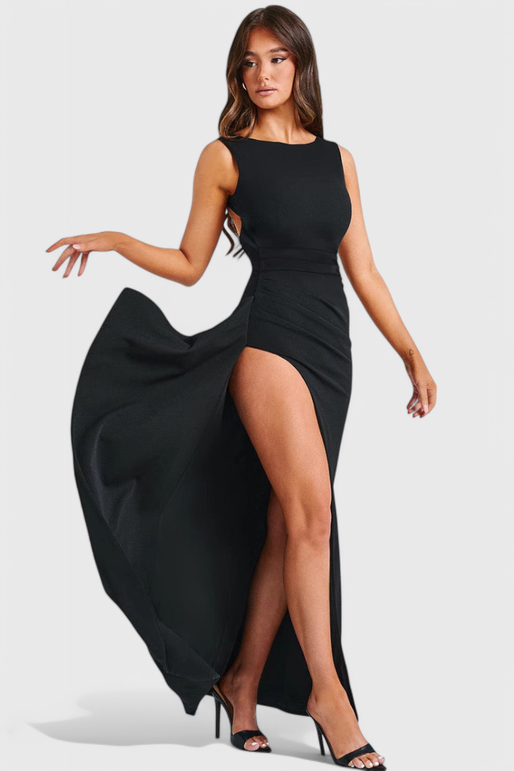 Marion Vestido Satén Espalda Abierta Colección Exclusiva
